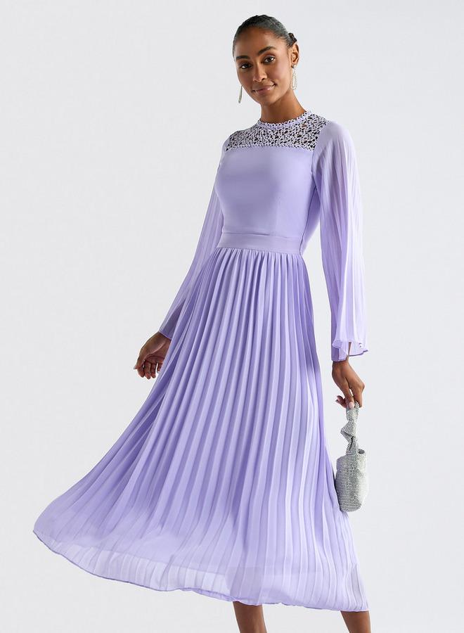 سبلاش فيڤ فستان بأكمام واسعة وتفاصيل دانتيل - Image 3