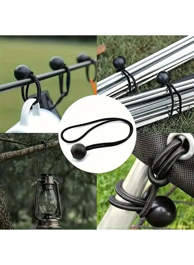 Black Leisure Style 10pcs Adjustable Elastic Rope With Plastic Balls Heavy Duty Camping Straps For Tent Storage Transport - Image 5