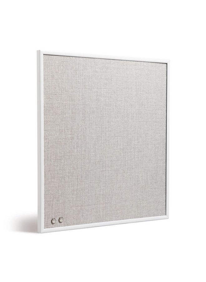 U Brands Farmhouse Linen Bulletin Board 14X14 White Metal Frame Industrial Grade Pinning Surface  - Image 2