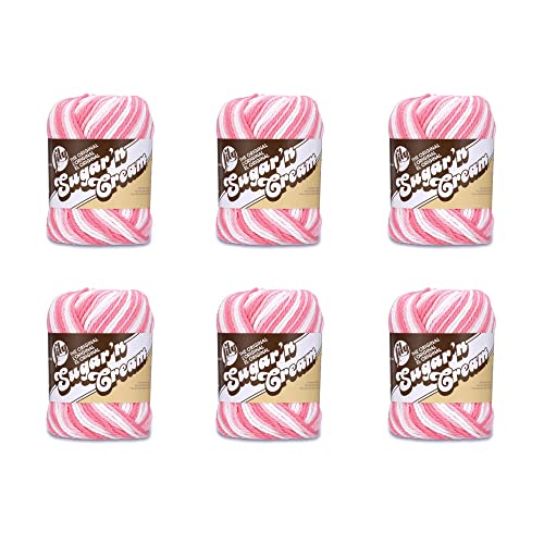 Lily Lily SugarN Cream Strawberry Yarn  6 Pack of 57g2oz  Cotton  4 Medium Worsted  95 Yards  KnittingCrochet 