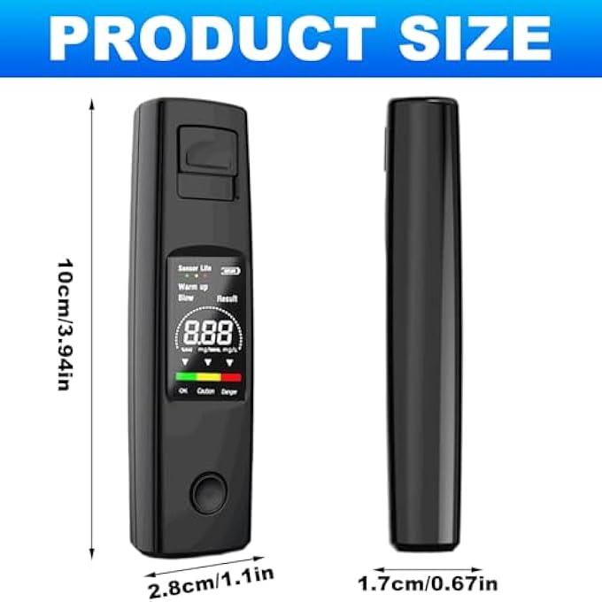 rayihni Portable Alcohol Test with Digital LCD Display, No Mouthpieces, USB-C Charging, Portable Personal Breathalyzer for Home and Professional Use - Image 3