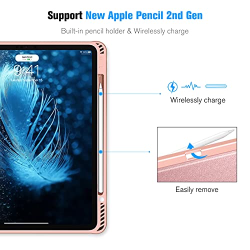 CaseBot Magnetic Case for iPad Pro 12.9-inch 6th Generation 2022, Multiple Angle Shockproof Rugged Stand Case, Soft TPU Back Cover w/Pencil Holder, Also Fit iPad Pro 12.9" 5th/4th/3rd Gen, Rose Gold - Image 3