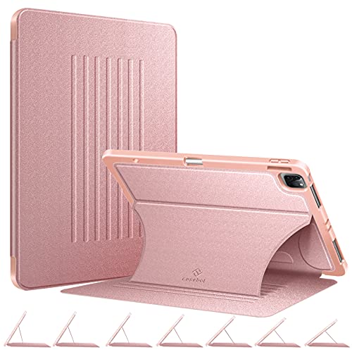 CaseBot Magnetic Case for iPad Pro 12.9-inch 6th Generation 2022, Multiple Angle Shockproof Rugged Stand Case, Soft TPU Back Cover w/Pencil Holder, Also Fit iPad Pro 12.9" 5th/4th/3rd Gen, Rose Gold - Image 1