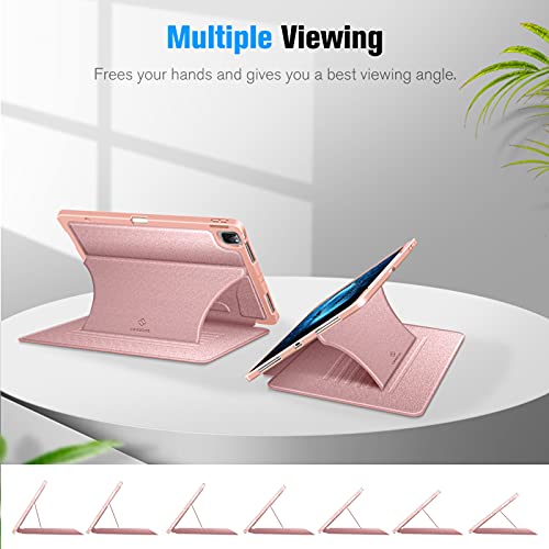 CaseBot Magnetic Case for iPad Pro 12.9-inch 6th Generation 2022, Multiple Angle Shockproof Rugged Stand Case, Soft TPU Back Cover w/Pencil Holder, Also Fit iPad Pro 12.9" 5th/4th/3rd Gen, Rose Gold - Image 4