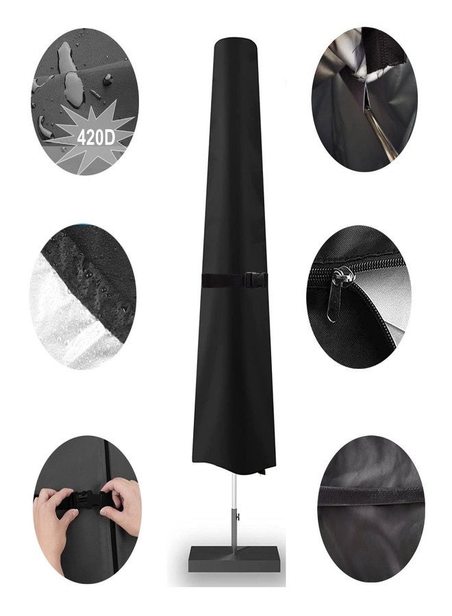 CoverFml Patio Umbrella Cover With Rod, For 10 To 12 Ft Length Umbrellas & 16 Ft Diameter Umbrellas, Protective Waterproof And UV-resistant, For Outdoor Market Parasol, With Zipper, Black-B - Image 2