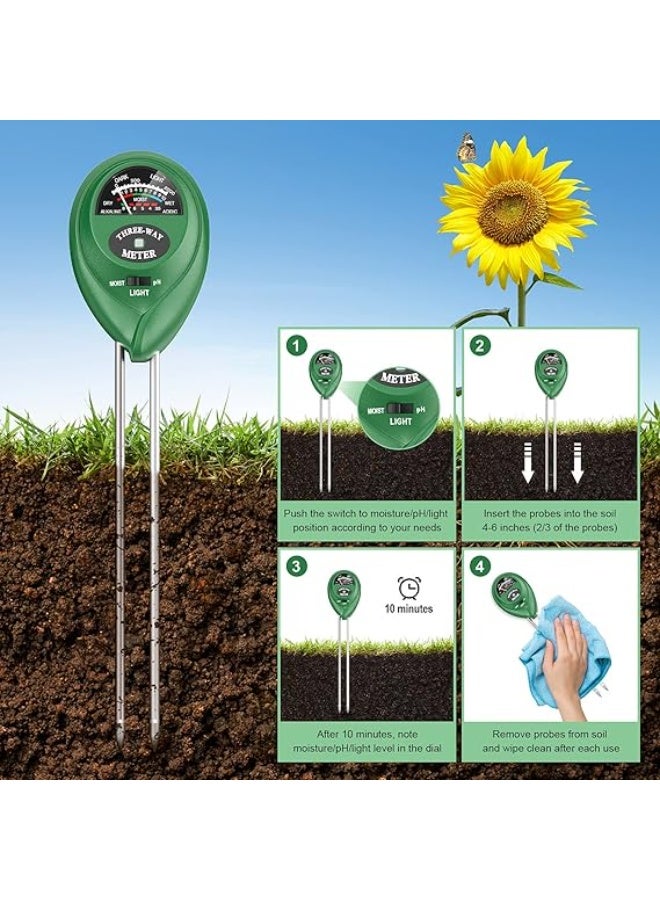 أتري جهاز قياس درجة حموضة التربة من أتري، مجموعة اختبار التربة 3 في 1 مع اختبار الرطوبة والضوء ودرجة الحموضة للحديقة والمزرعة والعشب والداخل والخارج (لا حاجة للبطارية) - Image 5