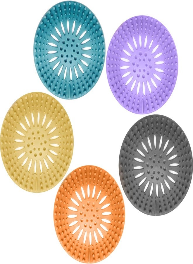 Gotega Bathroom Sink Drain Strainers, Hair Catcher Shower Drain Covers Protector, Flexible TPR Material, Multiple Colors for Bathroom Tub Shower and Sink Garbage Disposal Parts, Bright-Colored, 5 Pack - Image 1
