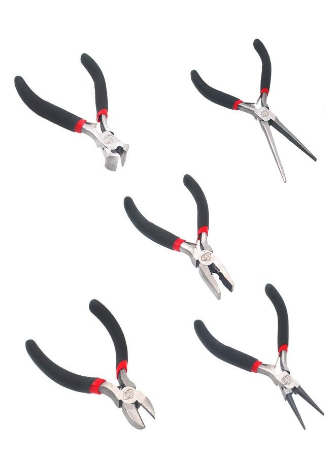 Miular 5 Piece Mini Pliers Set Professional Hand Tools Includes Needle Nose Pliers Lineman Pliers Round Nose Pliers Diagonal Cutting Pliers End-Cut Pliers - Image 2