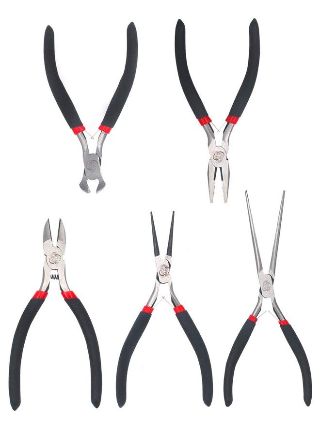 Miular 5 Piece Mini Pliers Set Professional Hand Tools Includes Needle Nose Pliers Lineman Pliers Round Nose Pliers Diagonal Cutting Pliers End-Cut Pliers - Image 1