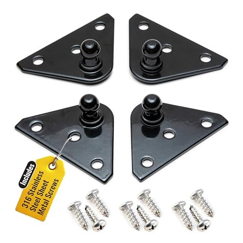 Pro Chutes 10MM Ball Stud Mounting Black Bracket for Gas Struts Heavy Duty Lift Support Shock Brackets with Stainless Steel Screws Ideal for Spring Hood Struts Closer Piston Prop Mounts x4 Flat - Image 1