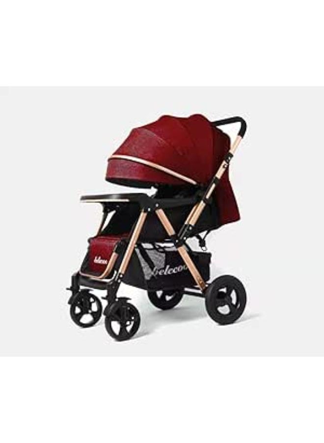 belecoo - Baby Stroller Blecoo X1 Flip Arm Wine Red - Image 1