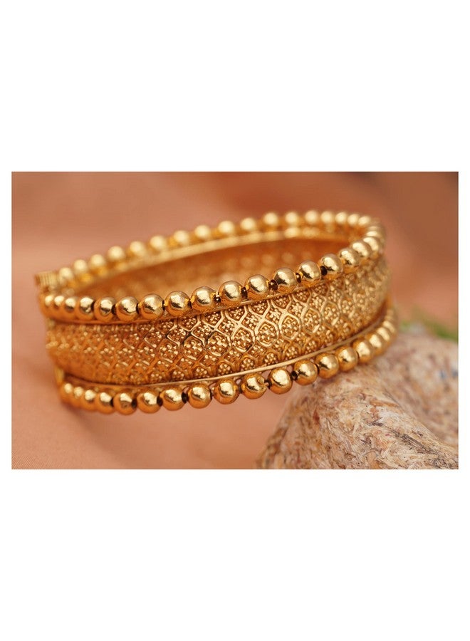 JFL - Jewellery for Less Ethnic 1 Gram Gold Plated Floral Design Openable Kada for women & Girls,Valentine - Image 3