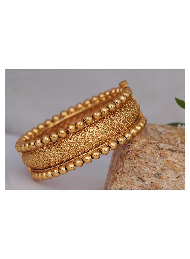 JFL - Jewellery for Less Ethnic 1 Gram Gold Plated Floral Design Openable Kada for women & Girls,Valentine - Image 2