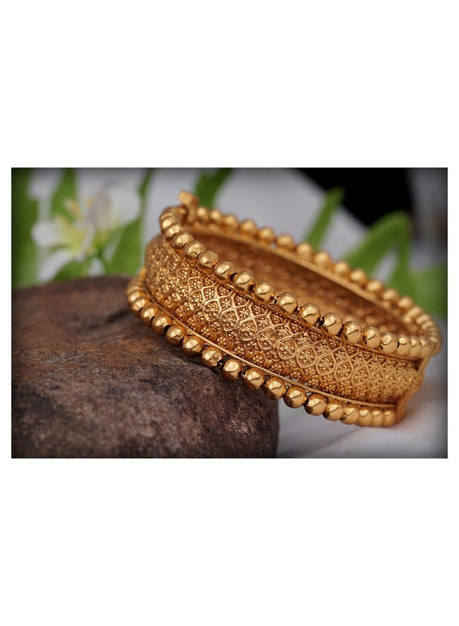 JFL - Jewellery for Less Ethnic 1 Gram Gold Plated Floral Design Openable Kada for women & Girls,Valentine - Image 4