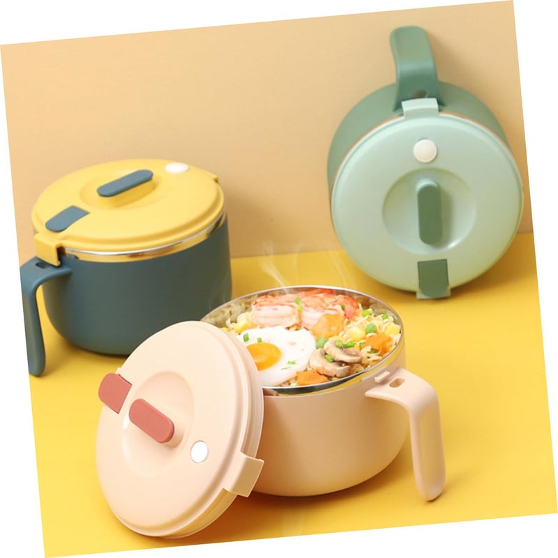 304 Stainless Steel Ramen Bowl With Lid And Handle 1 2L Bento Lunch Container Compact For School Home - Image 4