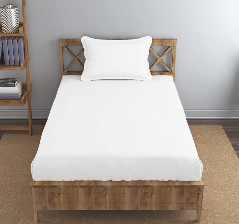 MONISTIC Monistic Home Super Solid Plain White Anti Skid Elastic Fitted Bedsheet for Single Bed Diwan Size Bed Size 36x72x8 inches 