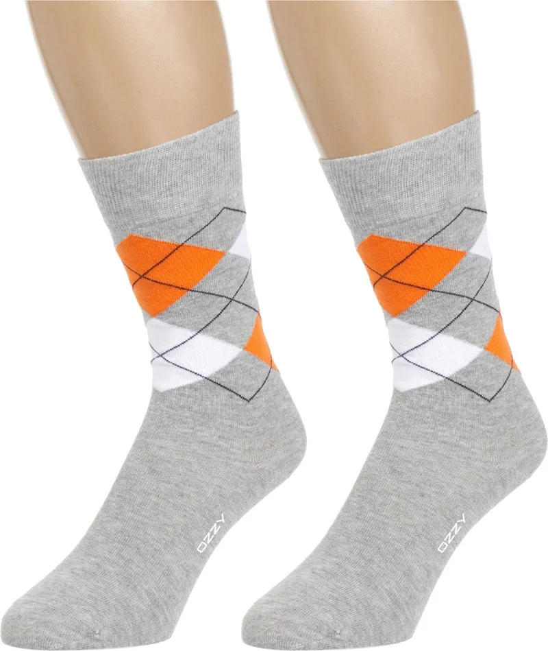 Ozzy Socks 3 Pairs Seamless Men's Combed Cotton 4 Season Socks Durable Heel Toe