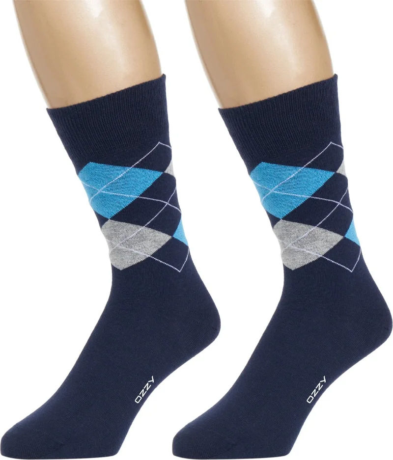 Ozzy Socks 3 Pairs Seamless Men's Combed Cotton 4 Season Socks Durable Heel Toe