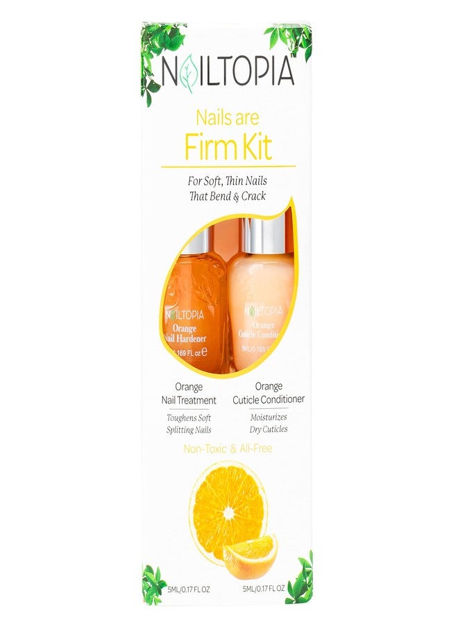 Nailtopia - Nails are Firm Kit, For Soft/Splitting Nails & Dry Cuticles - Plant-Based, Non Toxic, Bio-Sourced - Conditioning and Strengthening Superfood Treatment - Orange Extract (Clear) - 2 Pc - Image 1