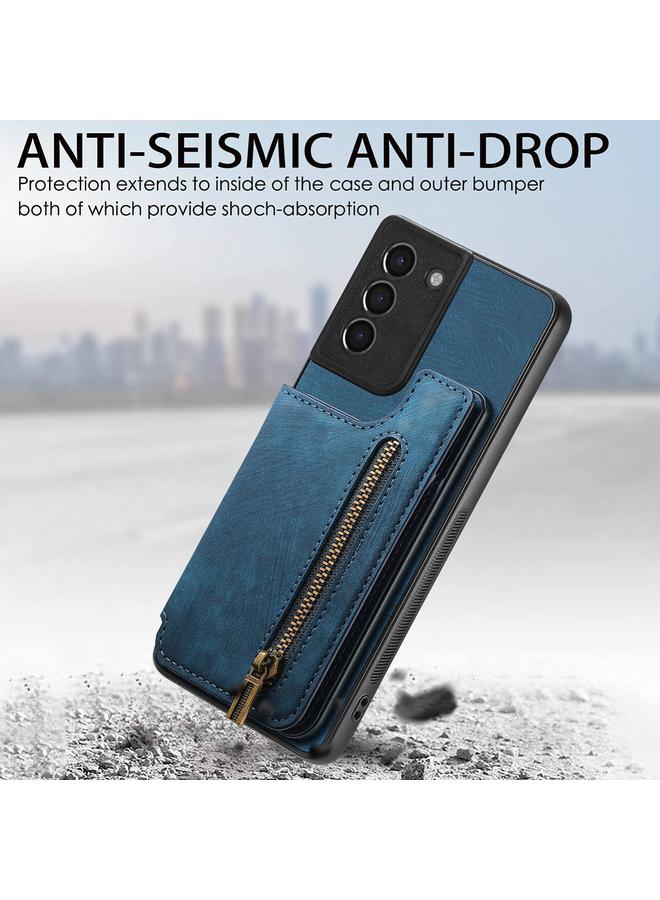 S-TOP Case For Samsung Galaxy S21+ 5G Retro Leather Zipper Wallet Back Phone Case - Image 2