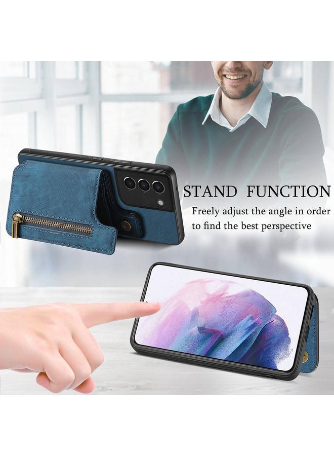 S-TOP Case For Samsung Galaxy S21+ 5G Retro Leather Zipper Wallet Back Phone Case - Image 4