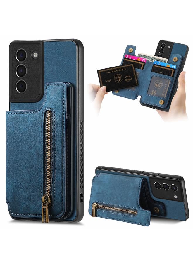 S-TOP Case For Samsung Galaxy S21+ 5G Retro Leather Zipper Wallet Back Phone Case - Image 1