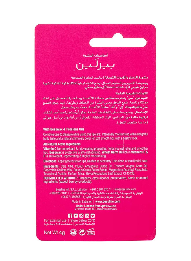 Beesline Shimmery Strawberry Lip Care 4g Pink 4grams - Image 2