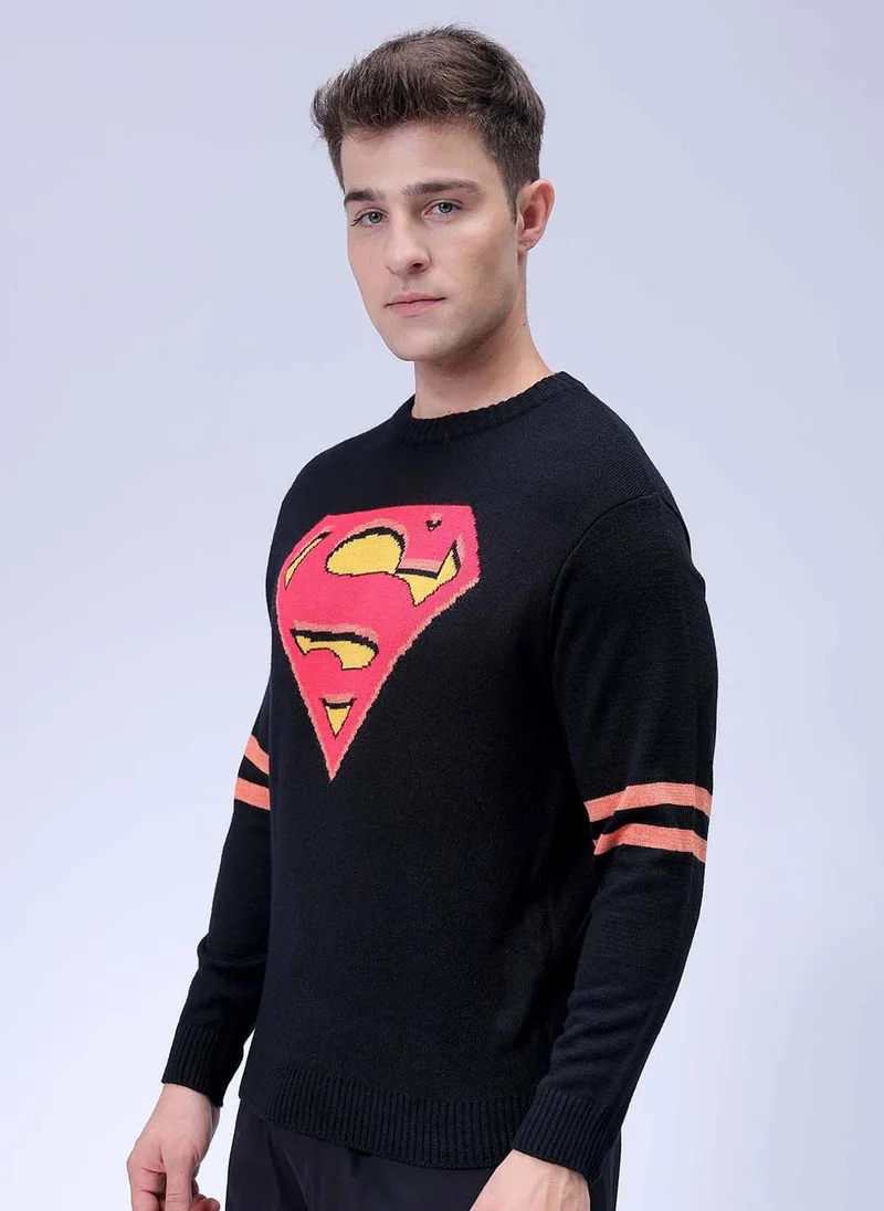 The Indian Garage Co Men Oversized Superman Crew Neck Sweater