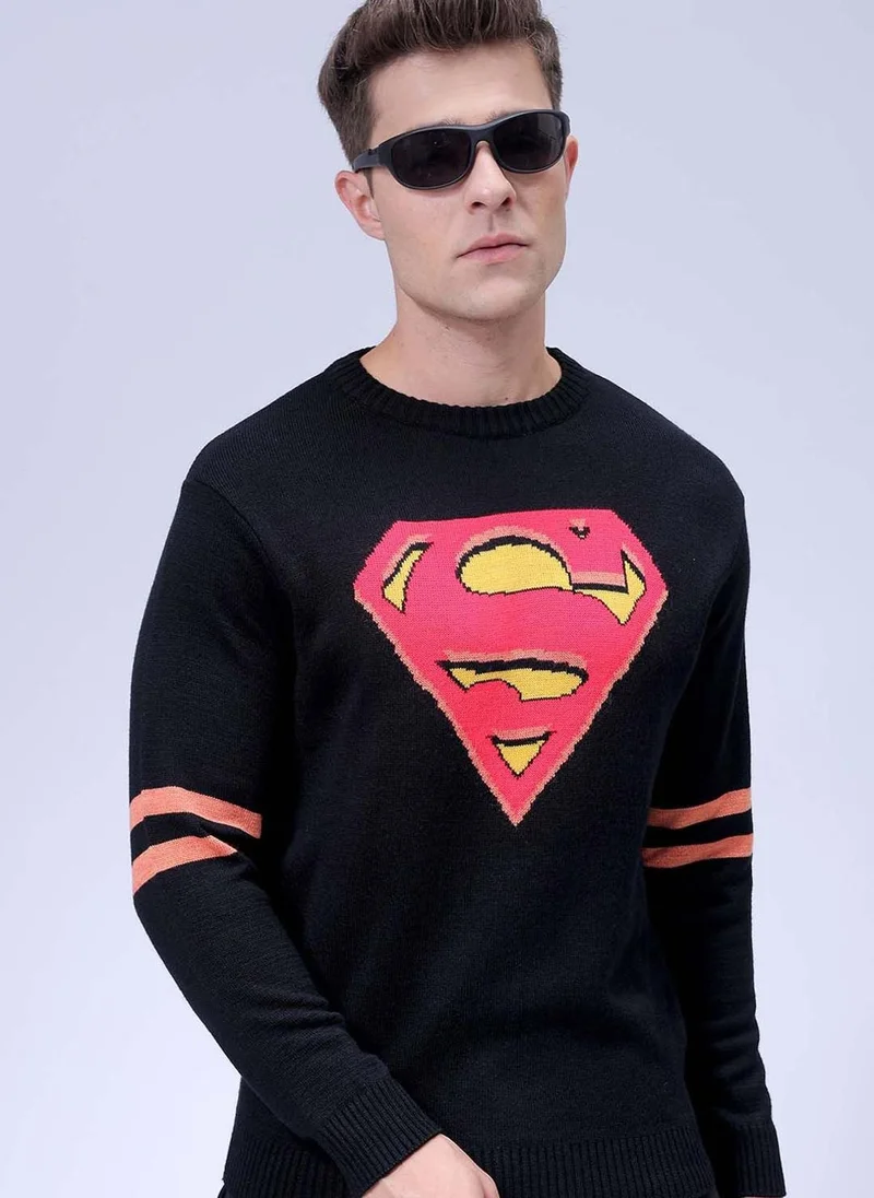 The Indian Garage Co Men Oversized Superman Crew Neck Sweater