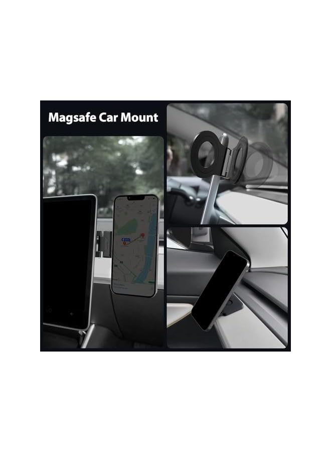 S-TOP Magnetic Car Mount for Tesla Model 3/X/Y/S for Magsafe, Detachable Wall Mount with 2 Base for iPhone 14 13 12 Pro/Pro Max, Adjustable Phone Holder for Car, Wall, Desk and Laptop, Black - Image 2