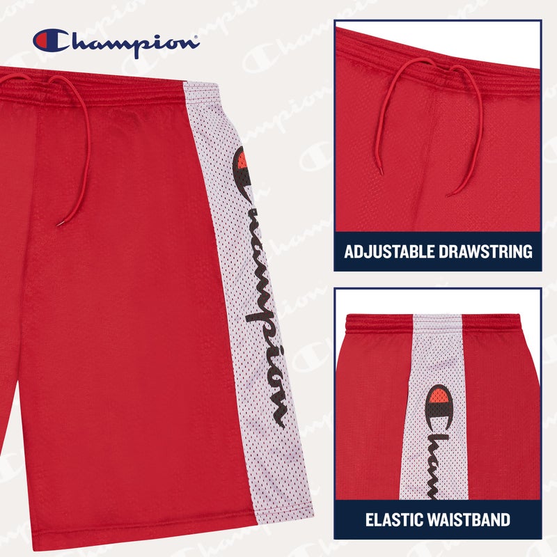 Champion Champion Big and Tall Mesh Basketball Shorts - Quick Dry Gym Athletic Shorts Red  - Image 4