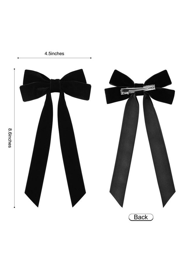 Aileam - 2Pcs Velvet Hair Bows Black Hair Ribbon Clips Big Fall Alligator Clips Hair Accessories For Women Girls Toddlers Kids Baby - Image 1