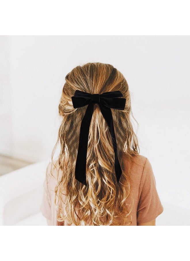 Aileam - 2Pcs Velvet Hair Bows Black Hair Ribbon Clips Big Fall Alligator Clips Hair Accessories For Women Girls Toddlers Kids Baby - Image 1