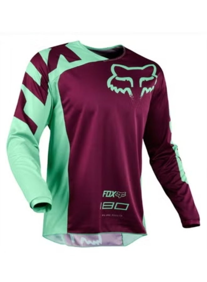 Racing 180 Burgundy Mint Motocross Long-Sleeve Jersey-XXXL