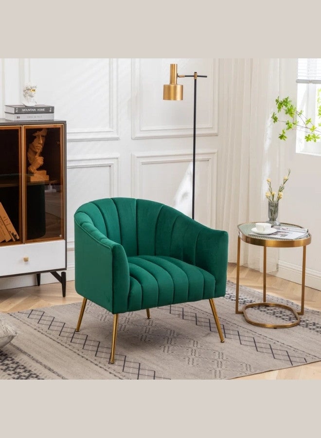 ALWASIT HOME Demetrius Single Seater Sofa Luxurious Design With Premium Fabric Best For Living Room For Hotel Velvet Fabric - Green  - Image 1