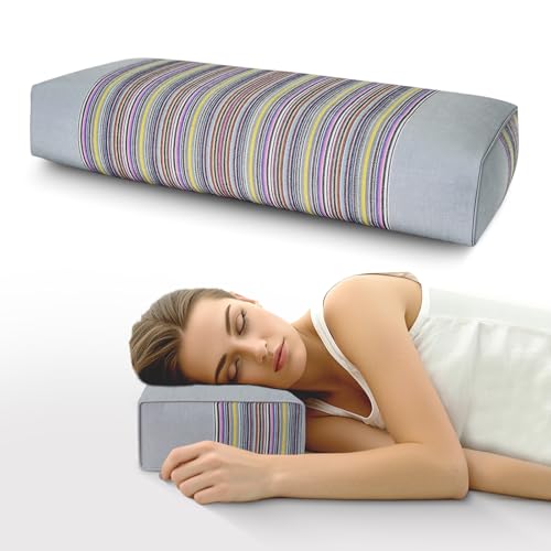 JOERRES Buckwheat Pillow & Cervical Pillows for Sleeping (21x8x3inch) 100% Organic Coarse Cloth Package w Organic Buckwheat Hulls, Natural Cooling Technology and Relieve Cervical Pain. (Grey) - Image 1