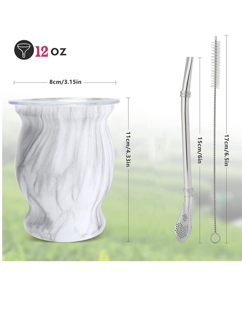 شو وو Yerba Mate Tea Cup, Stainless Steel Double Walled Easy Wash Household Insulation Gourds for Loose Leaf Drinking, Includes Bombilla Straw and Cleaning Brush, 230 ML - Image 5
