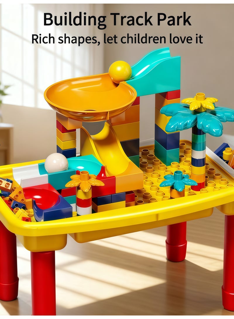 شو وو طاولة بناء للأطفال، مجموعة طاولة وكراسي متعددة الوظائف مكونة من 108 قطعة، سطح لعب بمكعبات البناء، محطة رمل/ماء، ومكتب دراسة مع كراسي - لعبة تعليمية متعددة الوظائف، تتضمن كرسيًا واحدًا و108 مكعبات بناء كبيرة متوافقة، للأولاد والبنات من عمر 3 سنوات فما فوق - Image 4