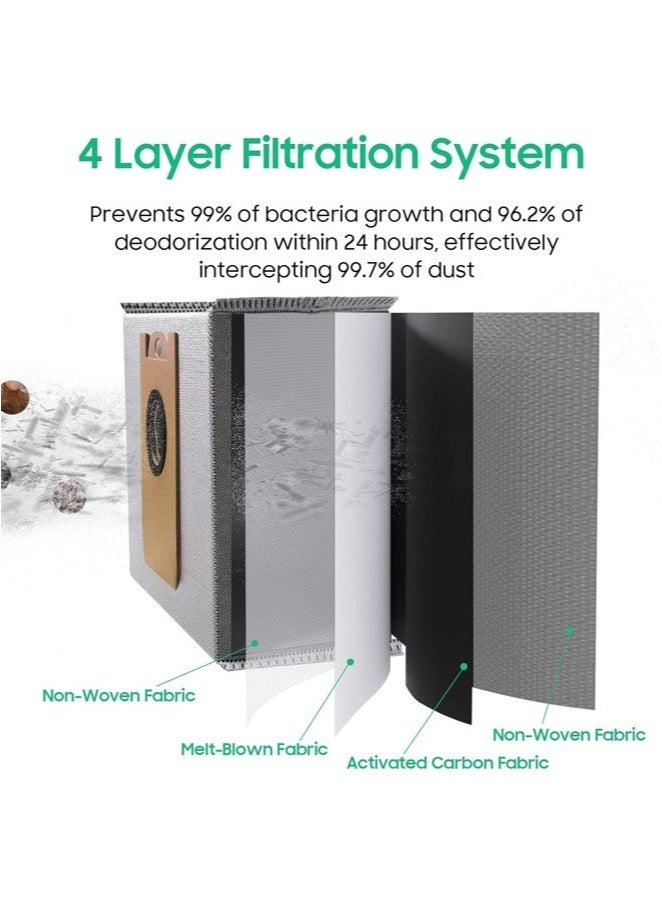 10 Pcs Dust Bags for eufy RoboVac L35 Hybrid, L35 Hybrid+ LR30 Hybrid, LR30 LR20 Auto-Empty Station, 4 Layer Filtration System with Activated Carbon Fabric, Remove Unwanted Odors  - Image 4
