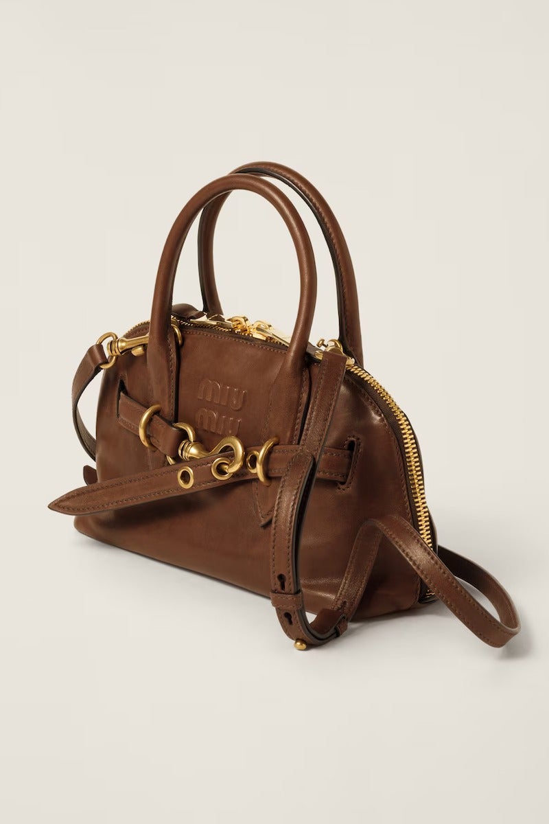 مياو مياو حقيبة يد من جلد نابا مع مقبض علوي من Aventure - Image 2