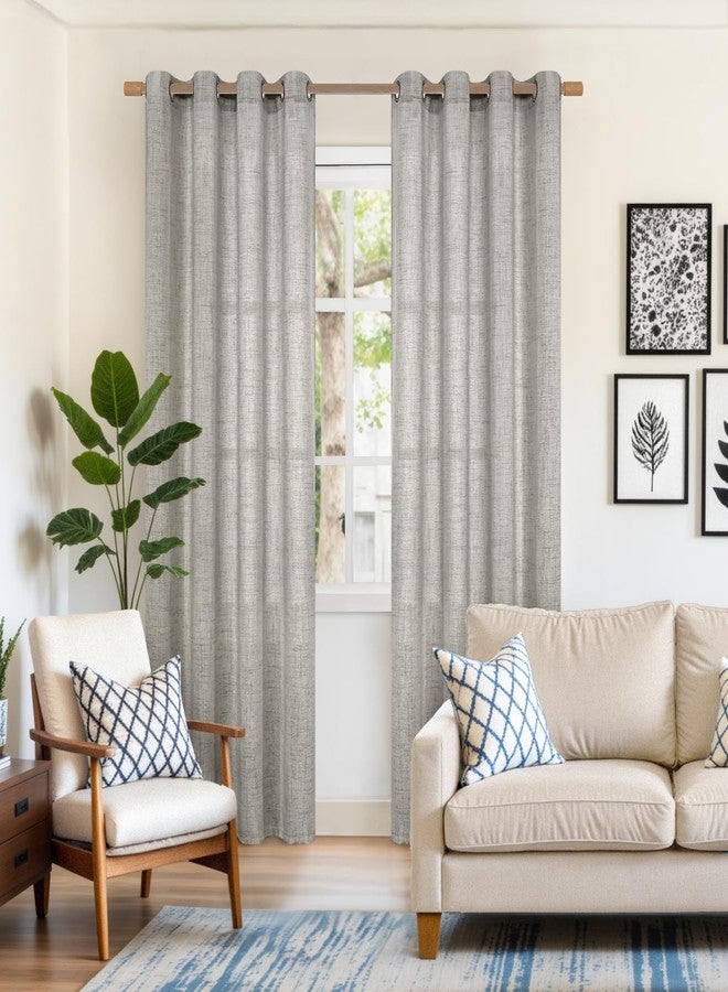 YoungsTex Dark Grey Linen Curtains 84 Inch Length 2 Panels, Light Filtering Semi Sheer Window Treatments with Bronze Grommet Privacy Textured Drapes for Living Room Bedroom Dining, 52 X 84 Inch - Image 3