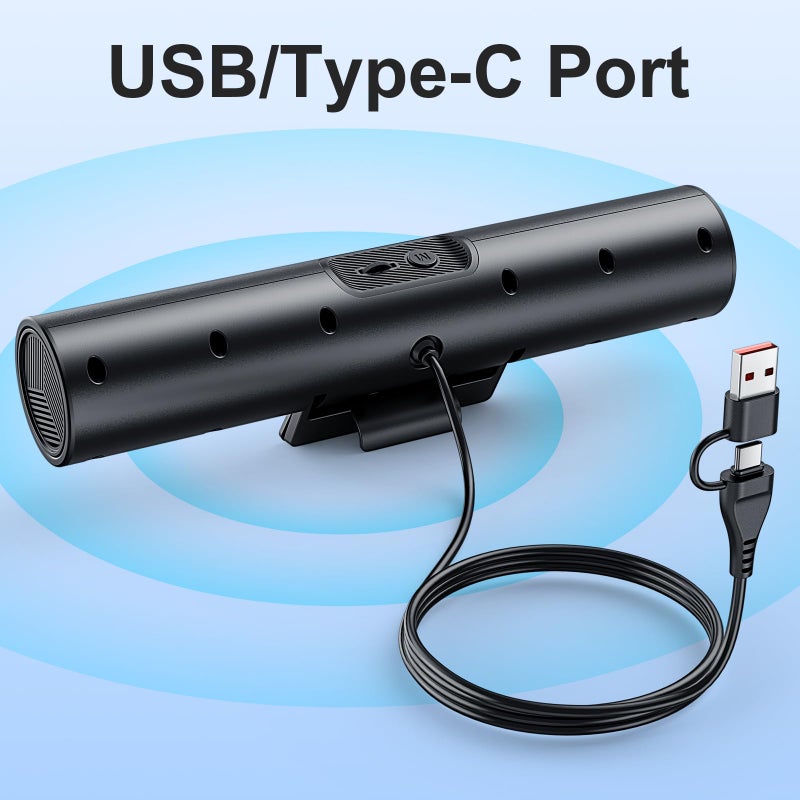 OFFSIR Computer Speakers for Desktop PC Monitor, USB or Type C Plug-in Soundbar, Clip-On Speaker, Wired Laptop Gaming Speakers with Volume Wheel & One-Touch Mute, Compatible with Mac Windows iPhone iPad - Image 2
