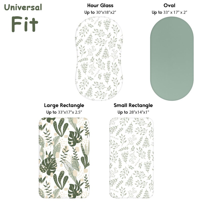 Yoofoss Bassinet Sheets for Baby,3-Pack Fitted Bassinet Sheets Set Compatible with Halo Bassinest Swivel Sleeper,Baby Delight,Angelbliss,Soft Breathable Bassinet Mattress Sheets(Green+Leaf) - Image 3