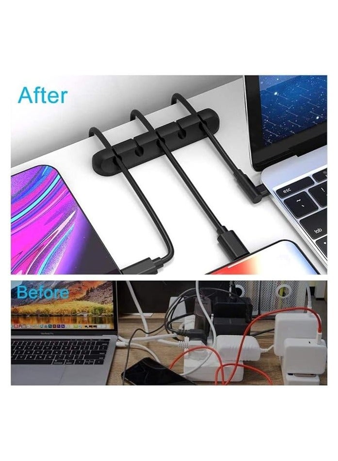 PROMASS Cable Clips, Cord Organizer Cable Management, Cable Organizers USB Cable Holder Wire Organizer Cord Clips, 2 Packs Cord Holder for Desk Car Home and Office (5, 3 Slots),Black - Image 3