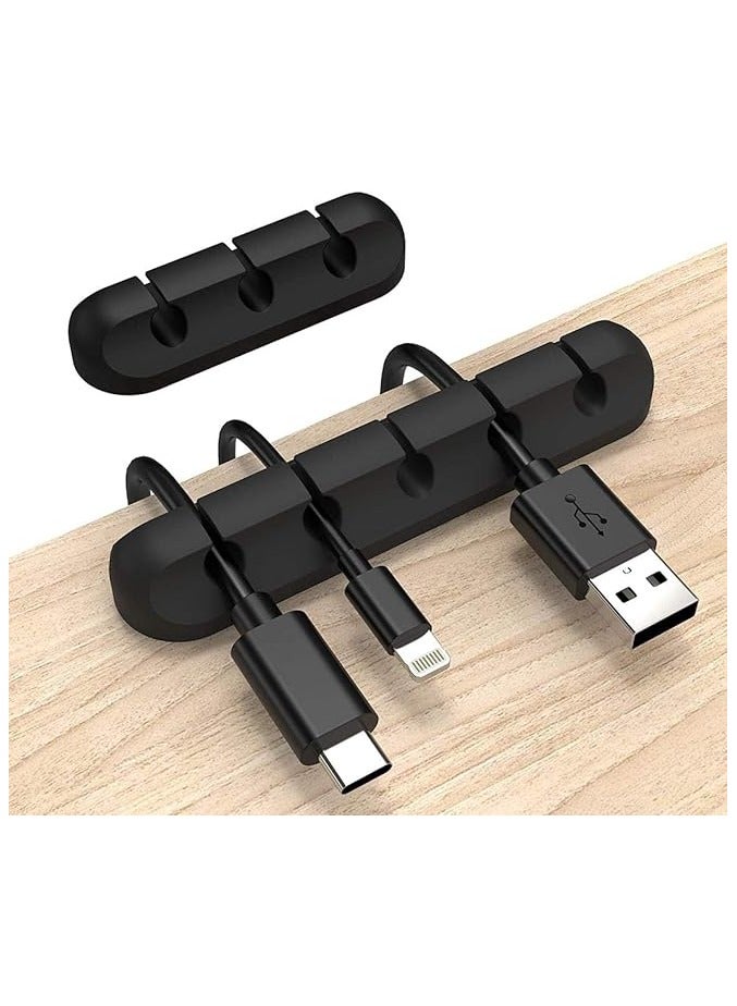 PROMASS Cable Clips, Cord Organizer Cable Management, Cable Organizers USB Cable Holder Wire Organizer Cord Clips, 2 Packs Cord Holder for Desk Car Home and Office (5, 3 Slots),Black - Image 1