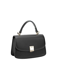 David Jones David Jones top handle bag with a flap closure for Women, faux Leather Crossover Fashion Handbag Purse Color Black  - Image 1