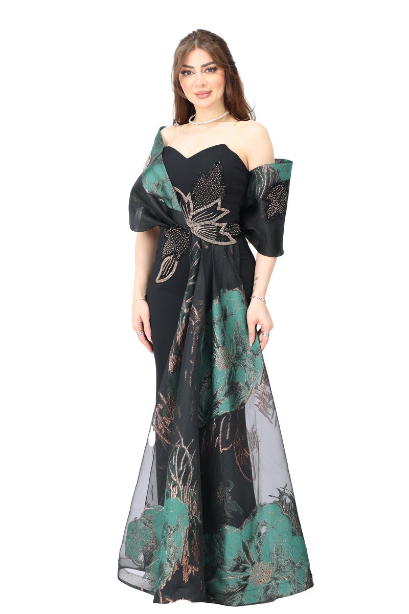 المصمم الحديث فستان طويل مناسبات فاخر يخليك تتألقين بكل حضور هذا الفستان الطويل للمناسبات مصمم بذوق عالي يلفت الأنظار من أول نظرة قصته أنثوية ناعمة وراقية - Image 1