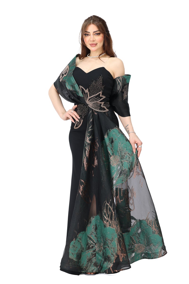 المصمم الحديث فستان طويل مناسبات فاخر يخليك تتألقين بكل حضور هذا الفستان الطويل للمناسبات مصمم بذوق عالي يلفت الأنظار من أول نظرة قصته أنثوية ناعمة وراقية - Image 3