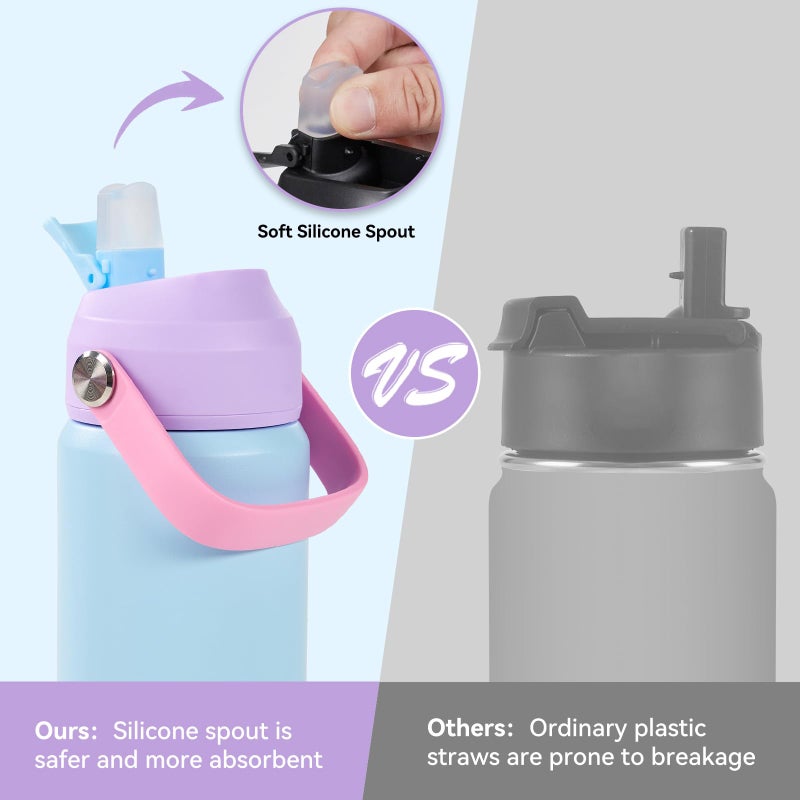 Fijinhom 18oz Insulated Stainless Steel Water Bottle, Wide Mouth Double Wall Vacuum, Silicone Straw, Sweat & Leak Proof, BPA Free Insulated Water Flask for Travel, Keep Cold 24h Hot 12h, Light Purple - Image 4