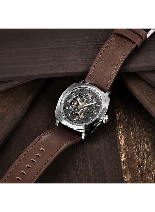 BENYAR - Automatic Mechanical Watches For Men Skeleton Coffee Leather Watch Waterproof Business Men's Wrist Watches - Image 1